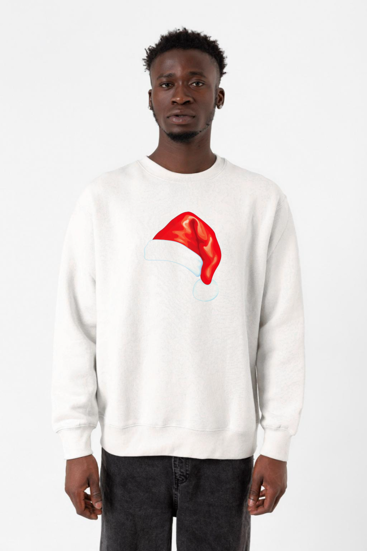 Watercolor Christmas Hat Beyaz Erkek 2ip Sweatshirt