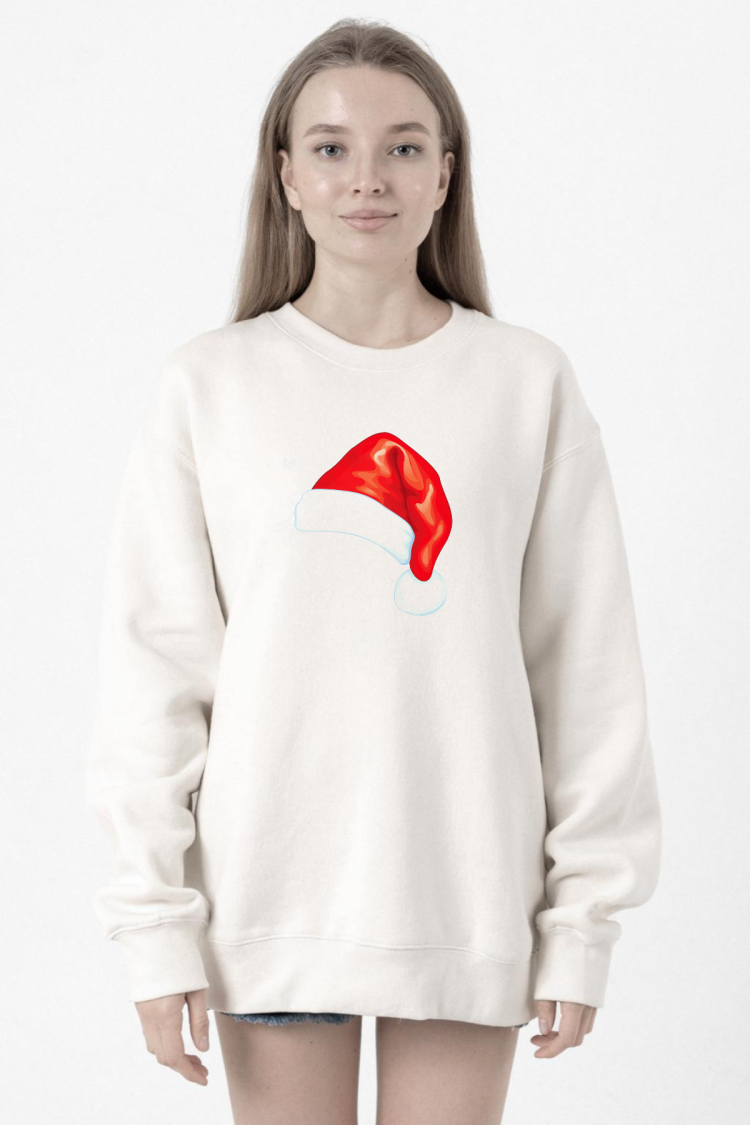 Watercolor Christmas Hat Beyaz Kadın 2ip Sweatshirt