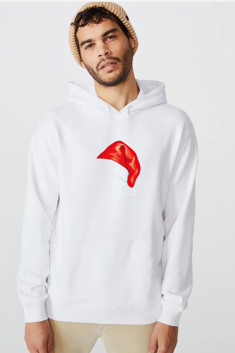 Watercolor Christmas Hat Beyaz Erkek 3ip Kapşonlu  Sweatshirt