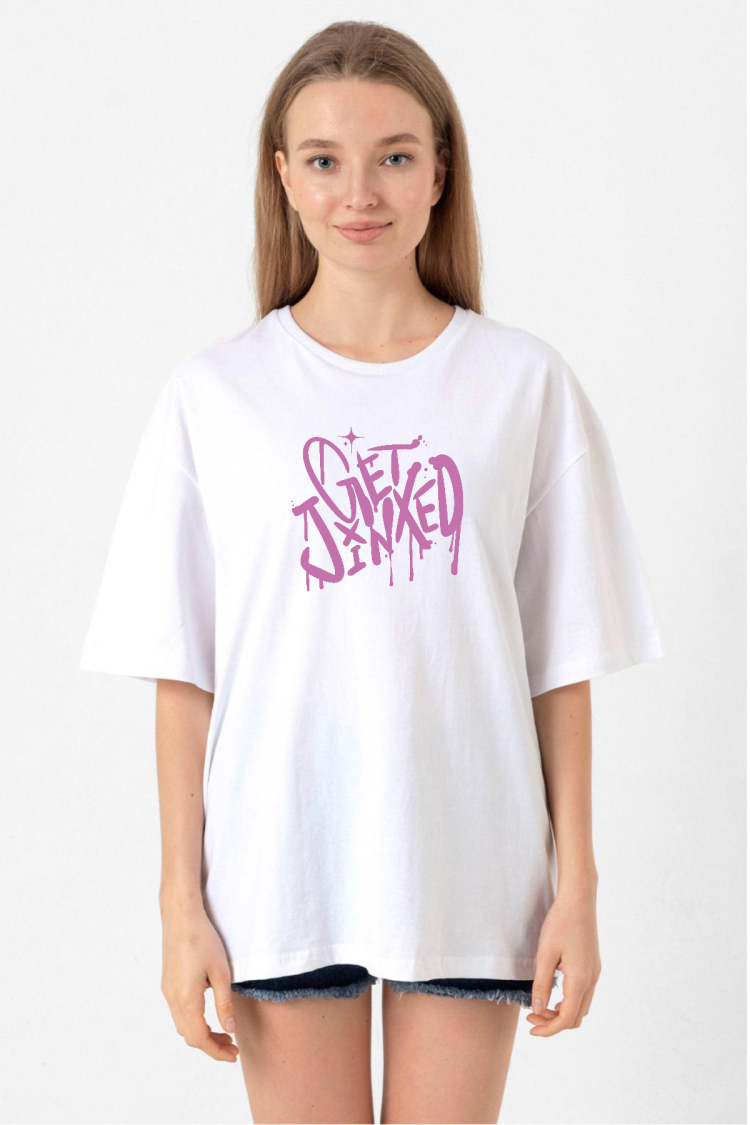Arcane Get Jinxed Beyaz Kadın Oversize Tshirt