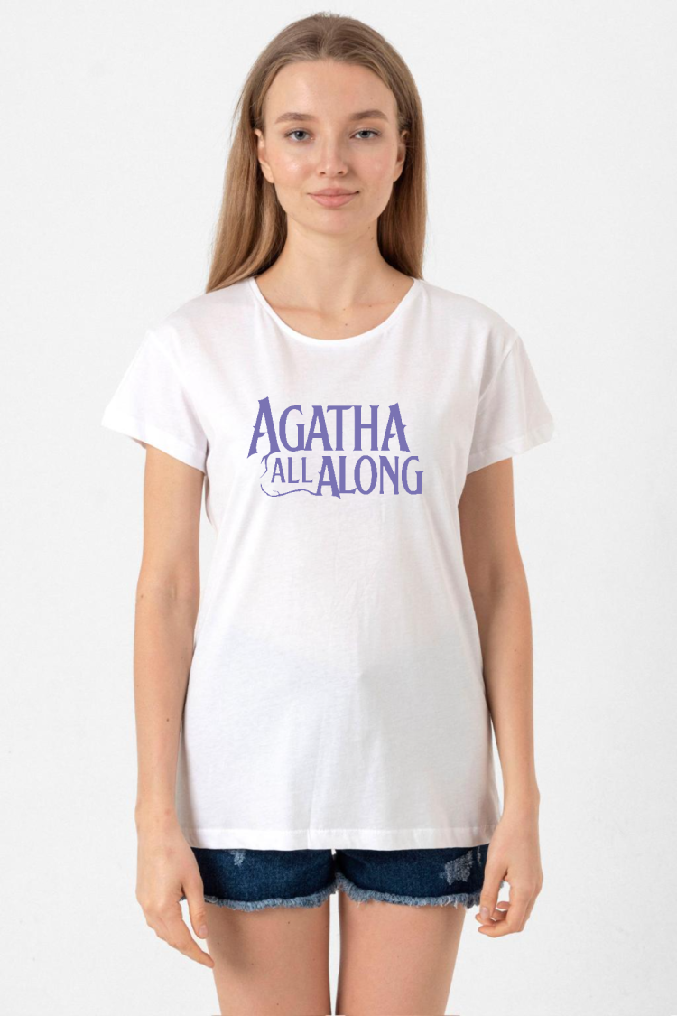 Agatha All Along Lettern Beyaz Kadın Bisikletyaka Tshirt