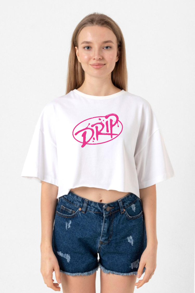 Babymonster Drip Beyaz Kadın Crop Tshirt