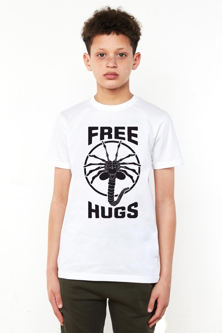 Free Facehugger Hugs Beyaz Çocuk Bisikletyaka Tshirt