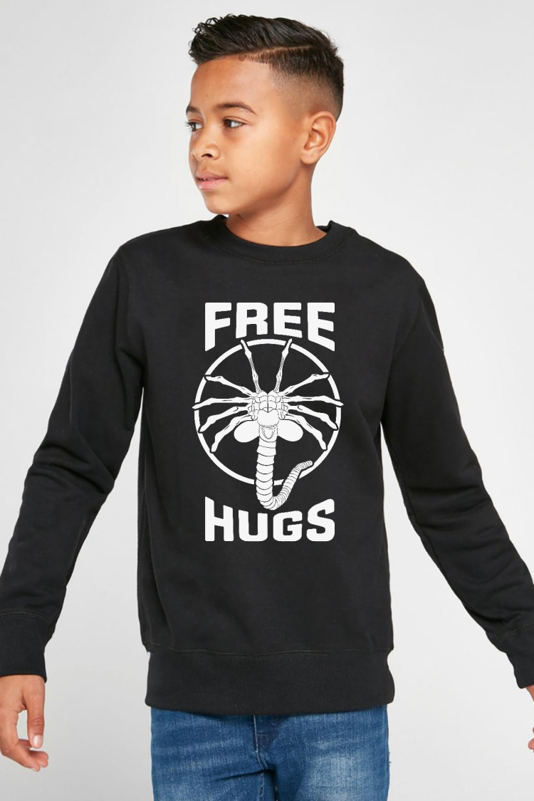 Free Facehugger Hugs Siyah Çocuk 2ip Sweatshirt