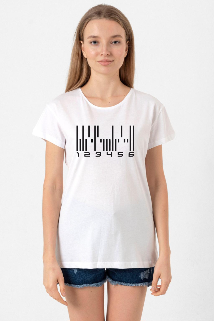 Dark Matter The Android Barcode Beyaz Kadın Bisikletyaka Tshirt