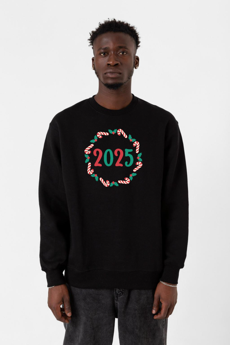 Christmas Holiday Wreath Siyah Erkek 2ip Sweatshirt