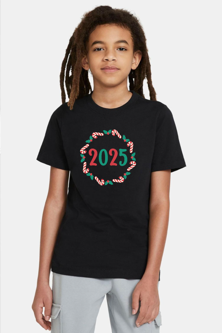 Christmas Holiday Wreath Siyah Çocuk Tshirt
