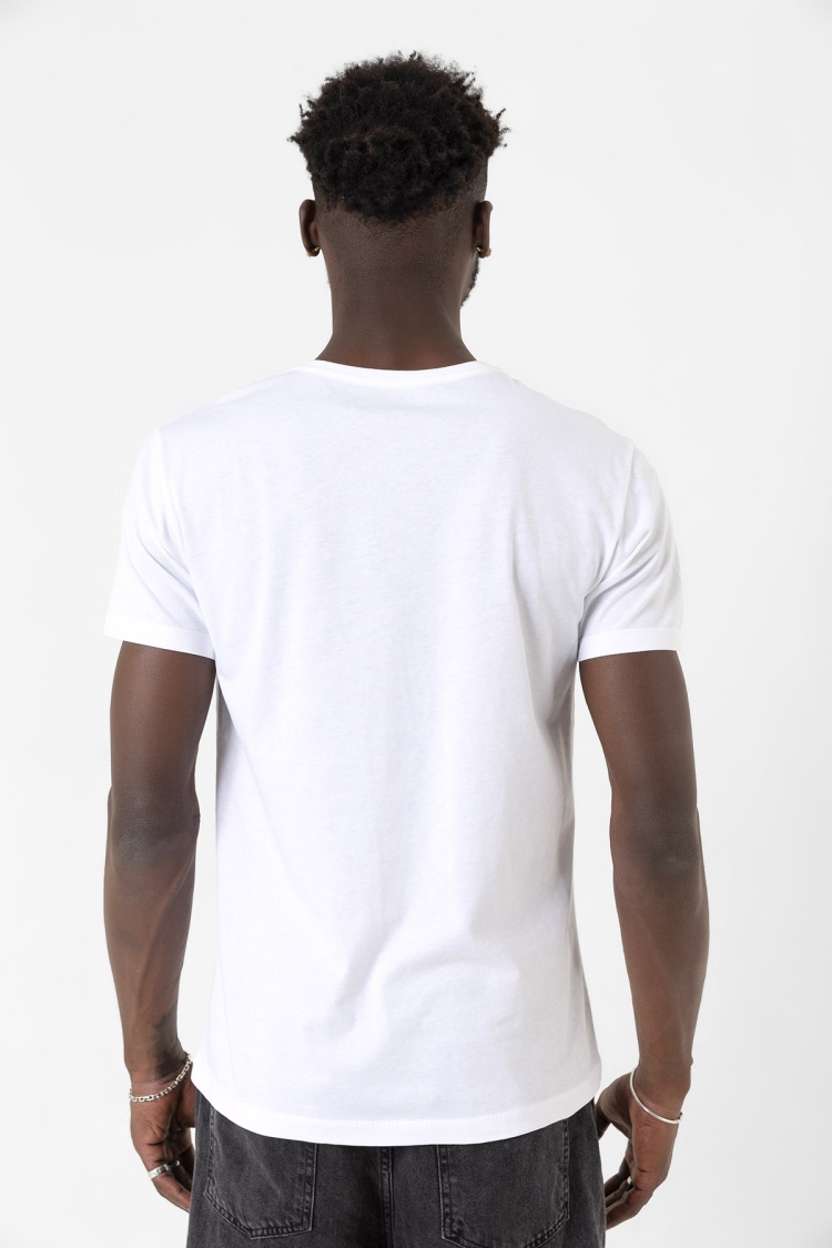 Beyaz Erkek Basic Bisikletyaka Tshirt