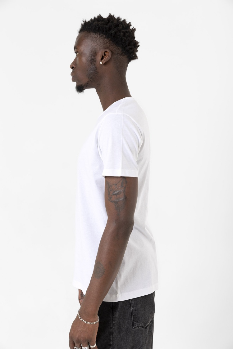 Beyaz Erkek Basic Bisikletyaka Tshirt