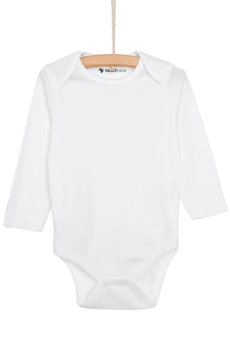 Beyaz Basic Uzun Kollu Zıbın Body