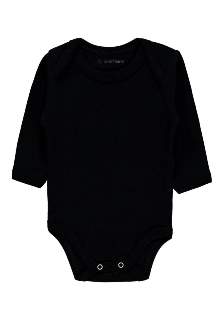 Siyah Basic Uzun Kollu Zıbın Body
