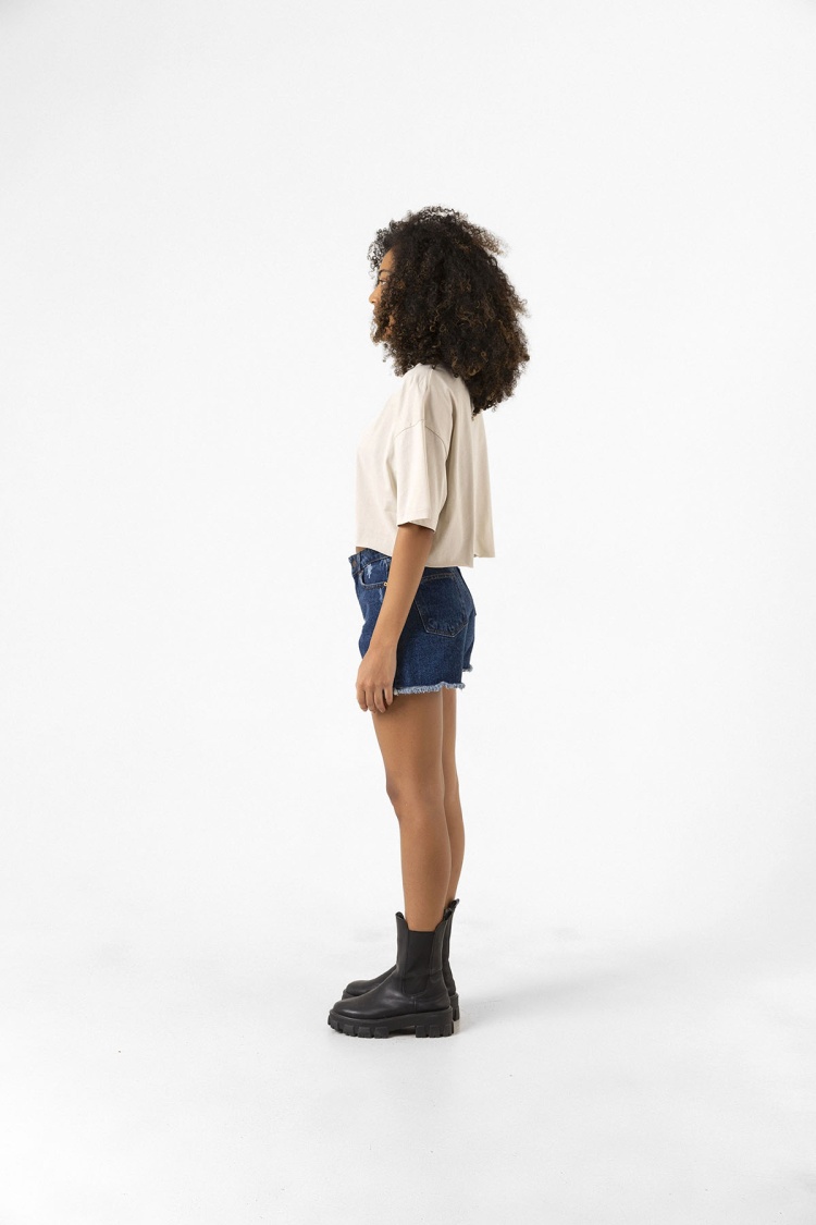 Kendin Tasarla Bej Kadın Crop Tshirt