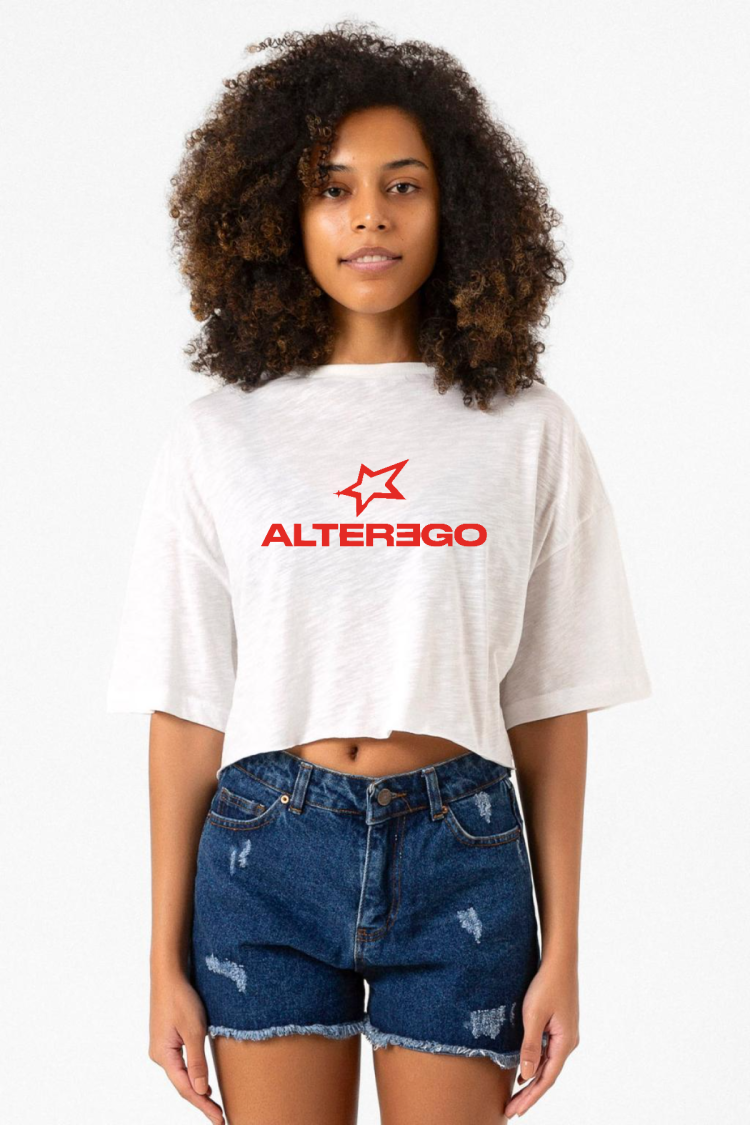 Lisa Alter Ego Beyaz Kırçıllı Kadın Crop Tshirt