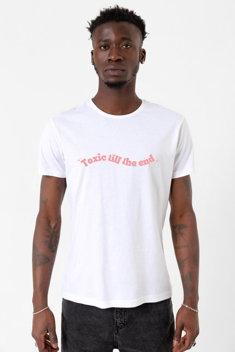Rose Toxic Till The End Beyaz Erkek Bisikletyaka Tshirt
