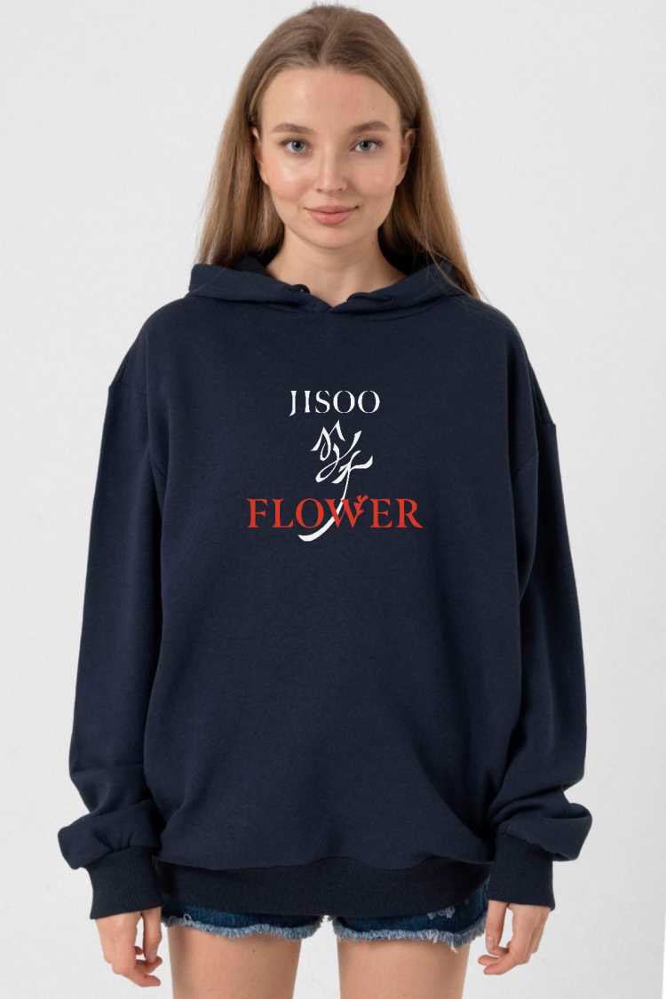 Jisoo Flower Lacivert Kadın 3ip Kapşonlu
