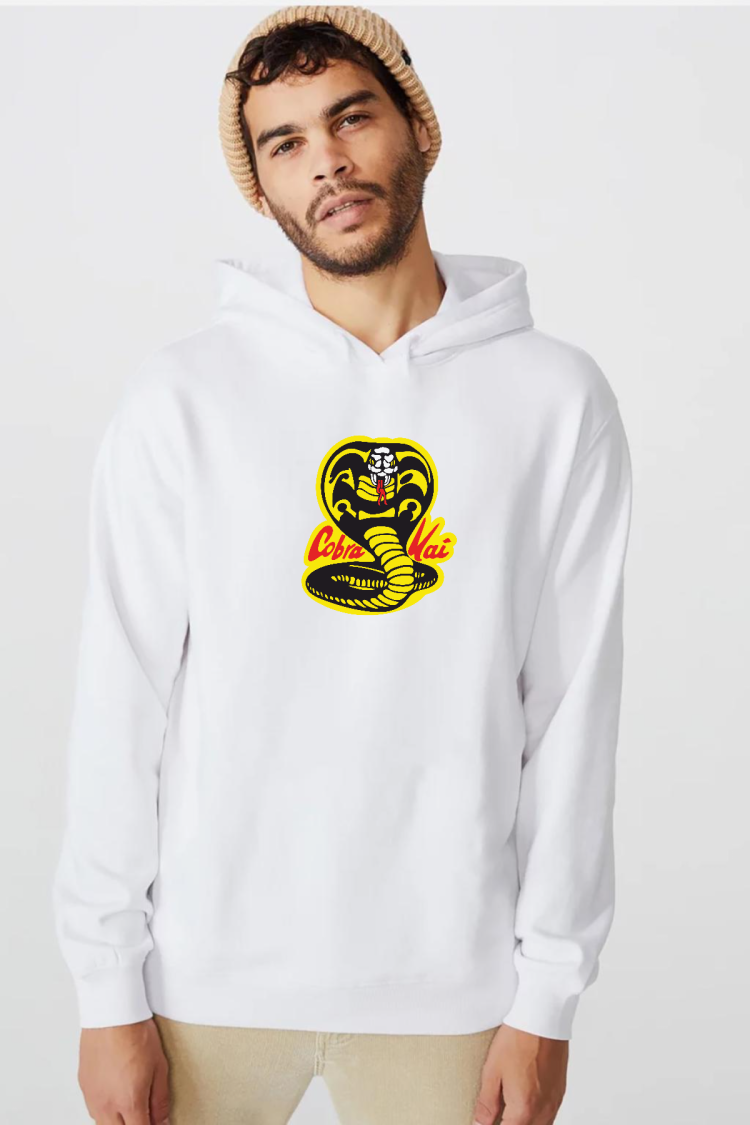 Cobra Kai Logo Beyaz Erkek 3ip Kapşonlu  Sweatshirt