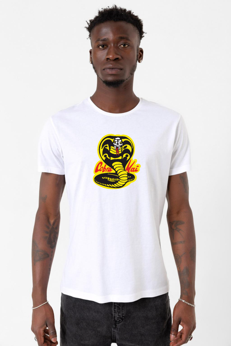 Cobra Kai Logo Beyaz Erkek Bisikletyaka Tshirt