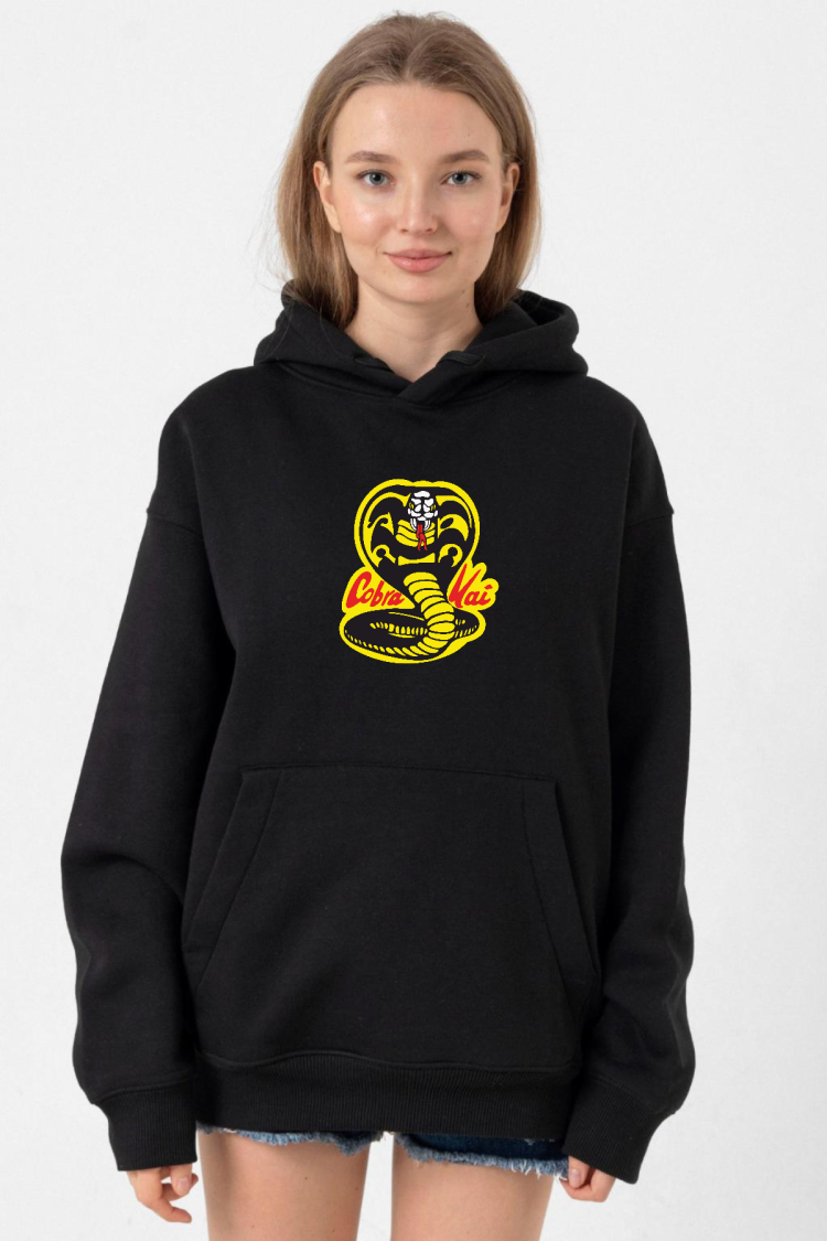 Cobra Kai Logo Siyah Kadın 3ip Kapşonlu