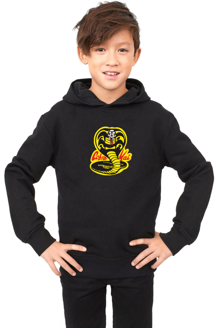 Cobra Kai Logo Siyah Çocuk 3ip Kapşonlu