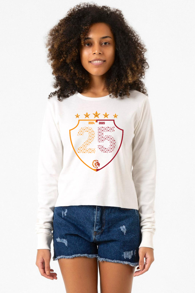 25 Şampiyonluk Shield Ekru Ekstra Uzunkol Sweatshirt