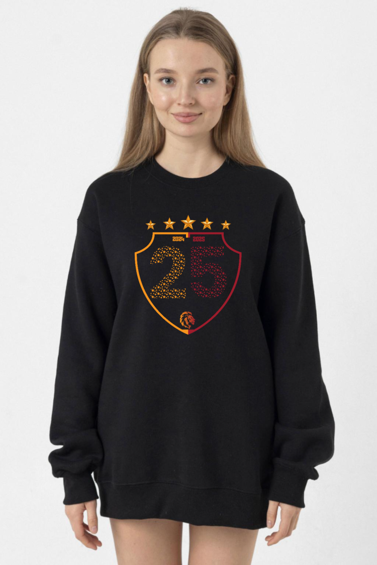 25 Şampiyonluk Shield Siyah Kadın 2ip Sweatshirt