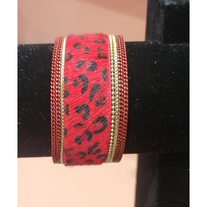 Kırmızı leopar desen bileklik