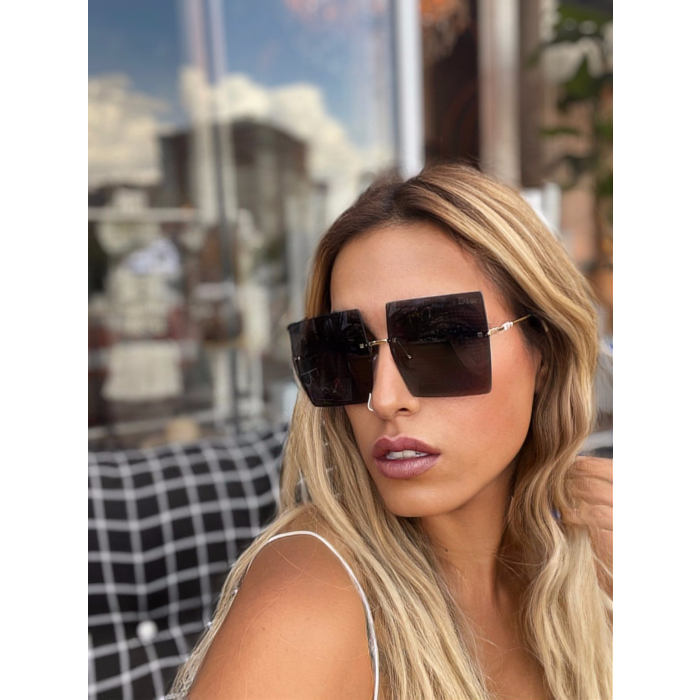 Siyah kare camlı çerçevesiz dior gözlük 88