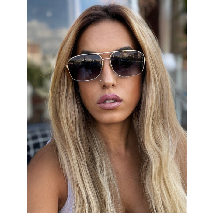Siyah Camlı Gold Çerçeveli Maybach Gözlük 89