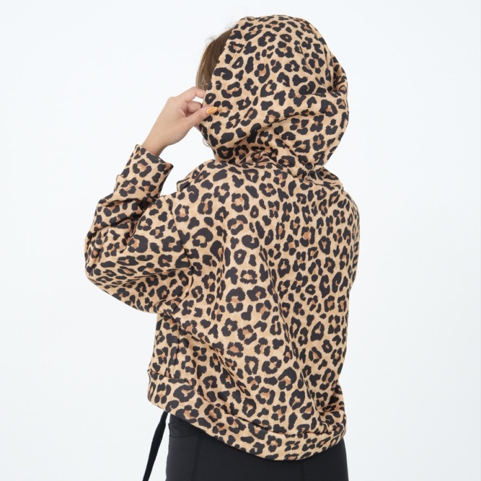Leopar Desenli Kapüşonlu Sweat