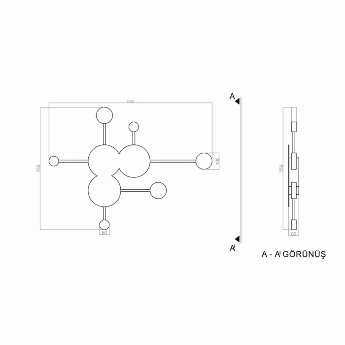 Led Aplik MICKEY 100*75 cm