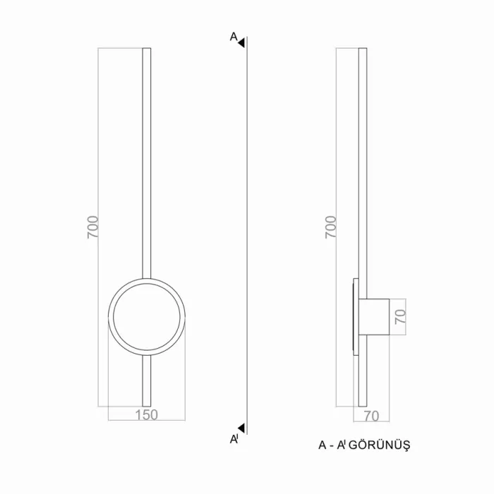 Led Aplik EXCALIBUR 70 cm