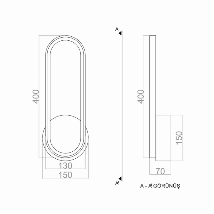 Led Aplik ELIPS 40x13 cm