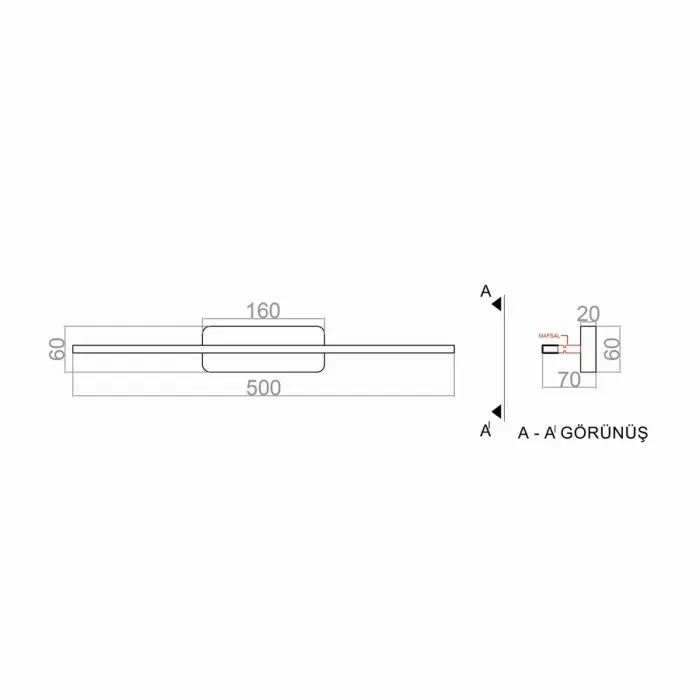 Led Aplik OYNAR TAFEL 50 cm