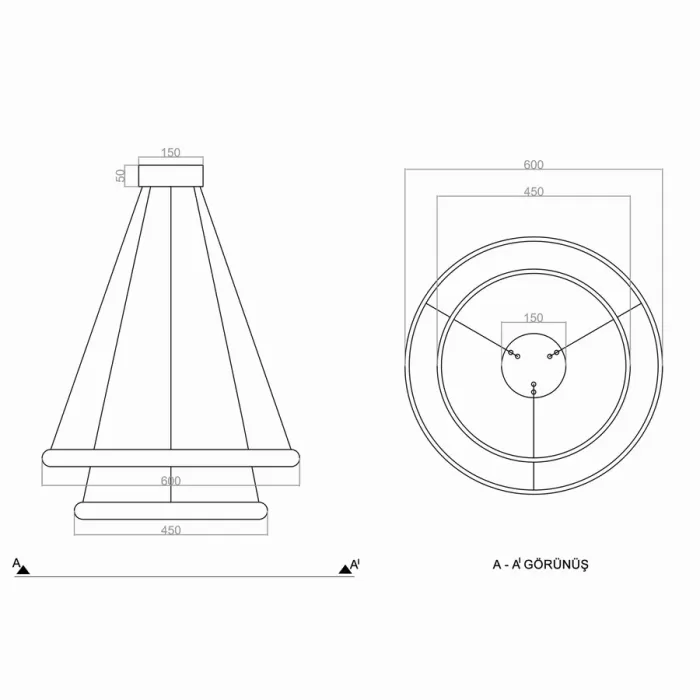 Led Avize Sarkıt VISGRAAT 60 cm