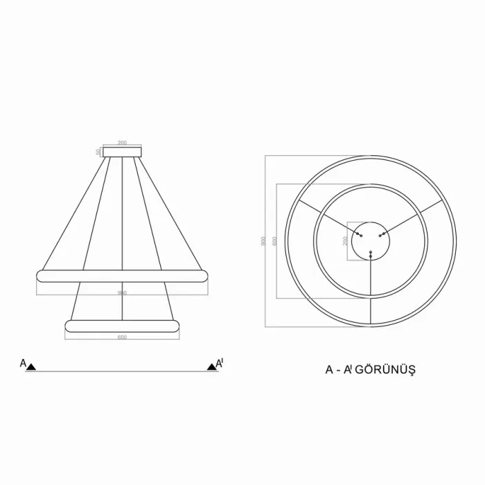 Led Avize Sarkıt WAL 90 cm