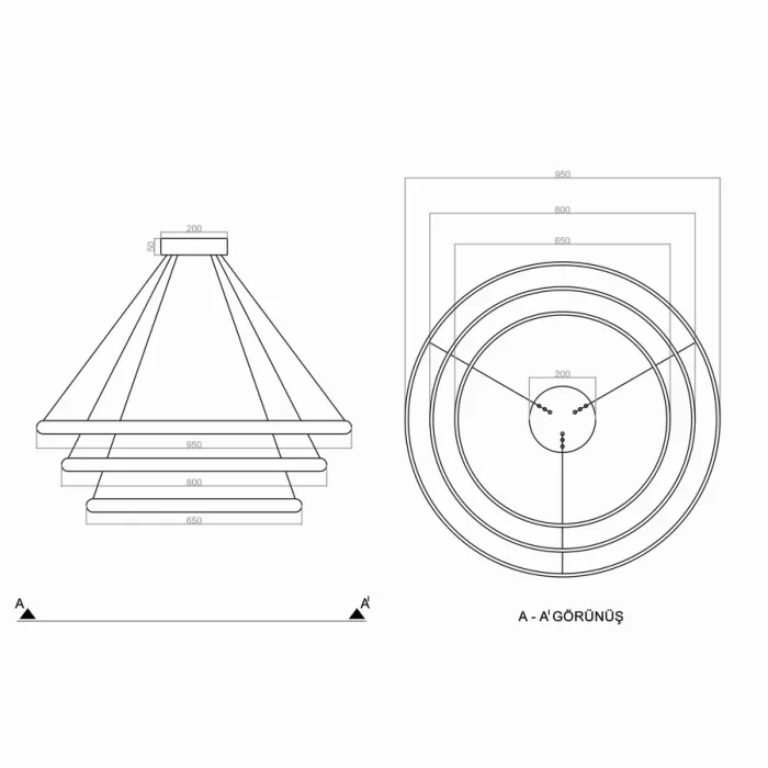 Led Avize Sarkıt VISGRAAT 75 cm