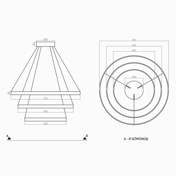 Led Avize Sarkıt LARGA 75 cm
