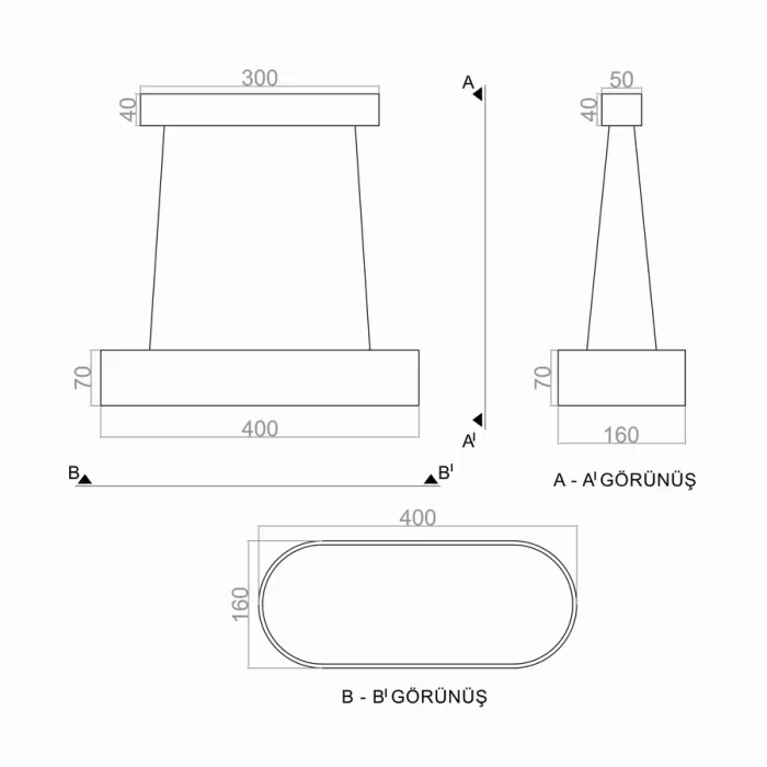 Led Avize Sarkıt ELİPS 7DRUM 40*16 cm