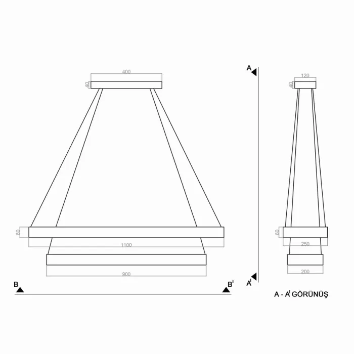 Led Avize Sarkıt 4GEN QUINZE 110*25 cm