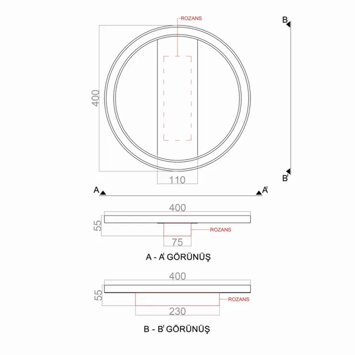 Led Avize Plafonyer BASIS 40 cm
