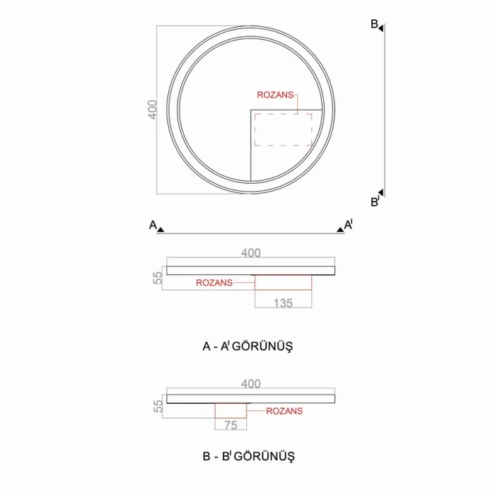 Led Avize Plafonyer BASIS 40 cm