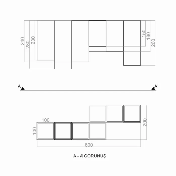 Led Avize Plafonyer LUX CUBE  60*20 cm