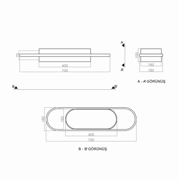 Led Avize Plafonyer LONG DRUMBELT 70*18 cm