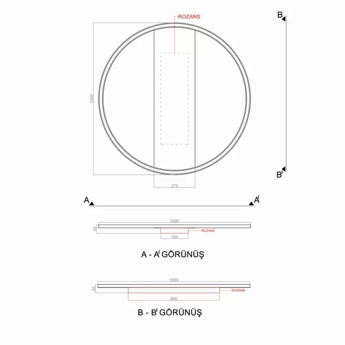Led Avize Plafonyer BASIS 100 cm