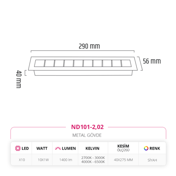 Sıva Altı Led Spot Siyah