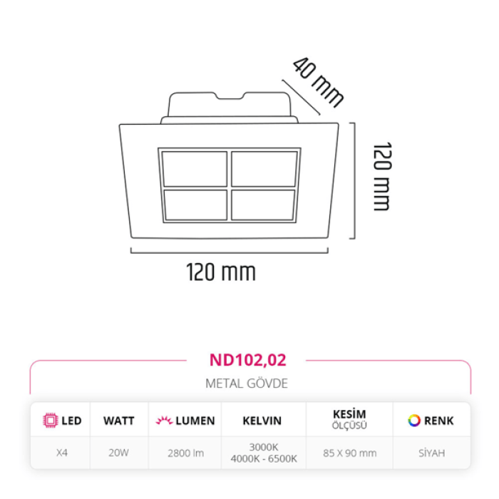Sıva Altı Led Spot Siyah