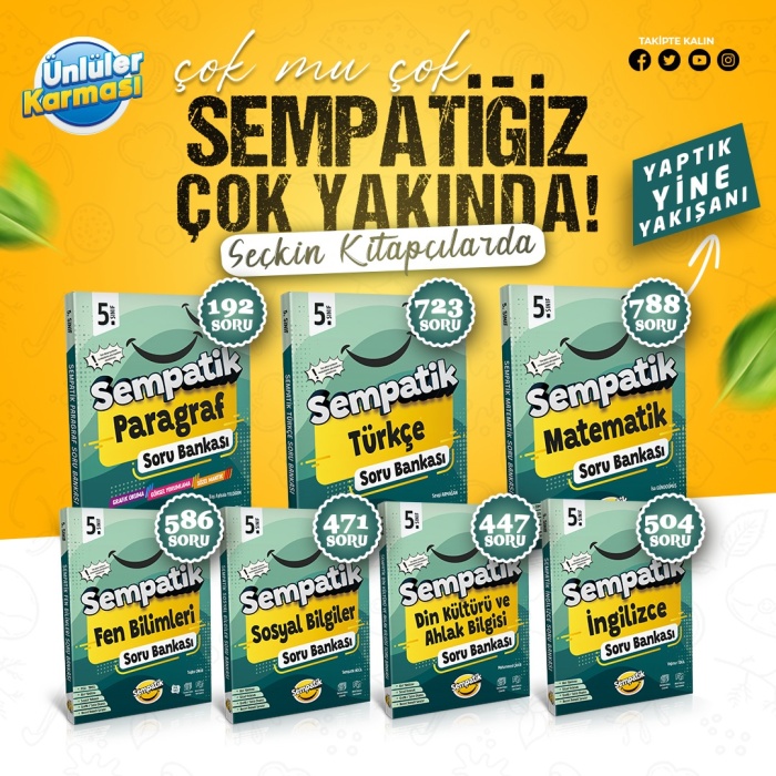 Sempatik 5. Sınıf Soru Bankaları  ÖRNEK ( TÜRKÇE MATEMATİK FEN BİLİMLERİ SOSYAL BİLGİLER  )