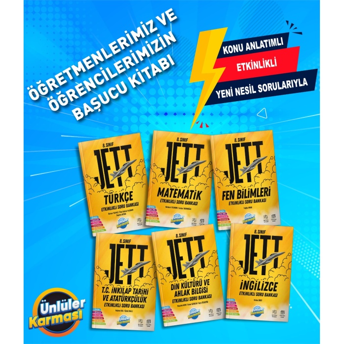 8. SINIF JETT ETKİNLİKLİ  TÜRKÇE MATEMATİK FEN BİLİMLERİ İNKILAP TARİHİ SORU BANKASI ÖRNEK