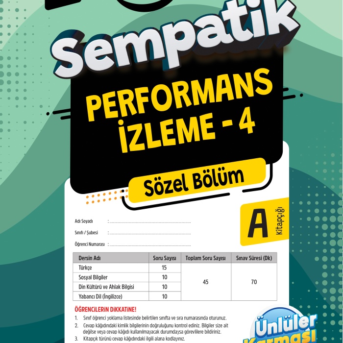5.Sınıf Sempatik Performans İzleme-4 (SÖZEL A ) 2024-2025