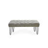 Kapitoneli Ekose Triple Lüks Siyah Metal Ayaklı Helen Puf Bench